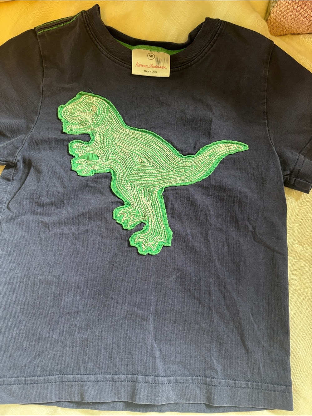 Hanna Andersson Navy Short-Sleeve Tee with Green Dino Applique